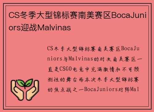 CS冬季大型锦标赛南美赛区BocaJuniors迎战Malvinas