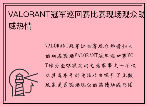 VALORANT冠军巡回赛比赛现场观众助威热情